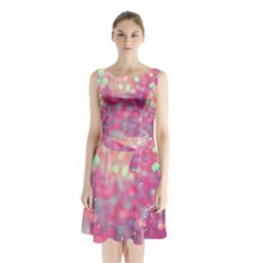 Colorful Sparkles Sleeveless Chiffon Waist Tie Dress