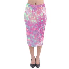Colorful Sparkles Velvet Midi Pencil Skirt