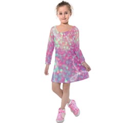 Colorful Sparkles Kids  Long Sleeve Velvet Dress by Brittlevirginclothing