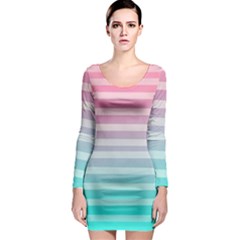 Colorful Vertical Lines Long Sleeve Bodycon Dress