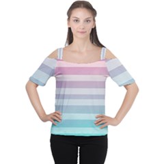 Colorful Vertical Lines Women s Cutout Shoulder Tee