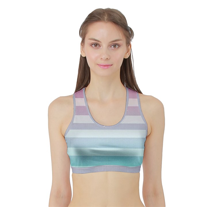 Colorful vertical lines Sports Bra with Border