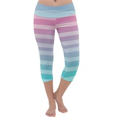 Colorful Vertical Lines Capri Yoga Leggings by Brittlevirginclothing