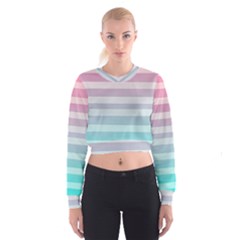 Colorful Vertical Lines Women s Cropped Sweatshirt by Brittlevirginclothing