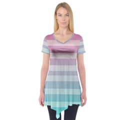 Colorful Vertical Lines Short Sleeve Tunic  by Brittlevirginclothing