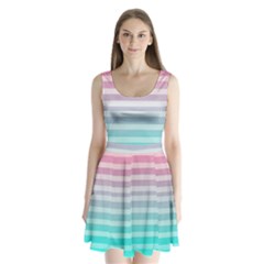 Colorful vertical lines Split Back Mini Dress 