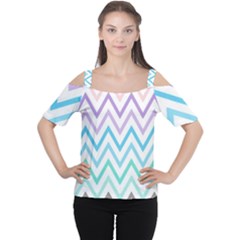 Colorful Wavy Lines Women s Cutout Shoulder Tee