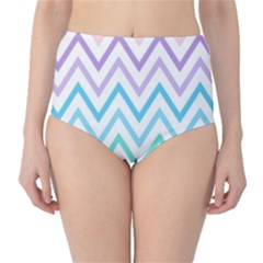 Colorful Wavy Lines High-waist Bikini Bottoms