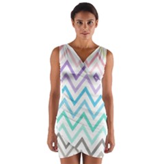 Colorful Wavy Lines Wrap Front Bodycon Dress