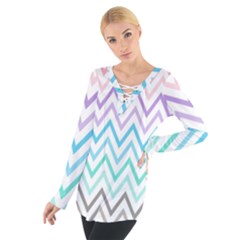 Colorful Wavy Lines Women s Tie Up Tee by Brittlevirginclothing