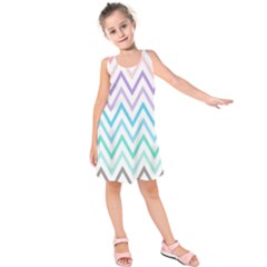 Colorful Wavy Lines Kids  Sleeveless Dress