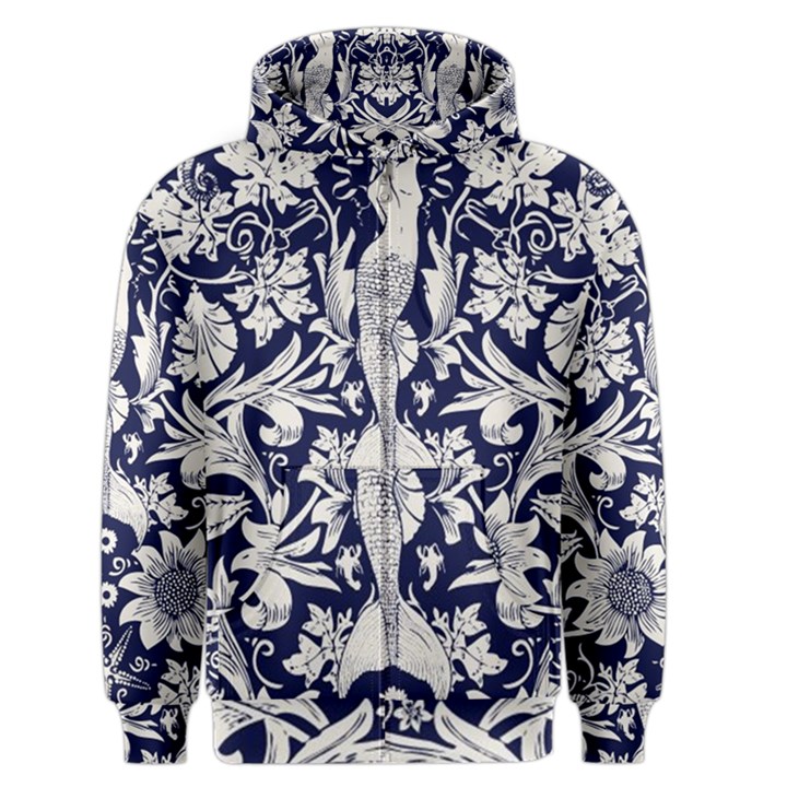 Deep blue flower Men s Zipper Hoodie