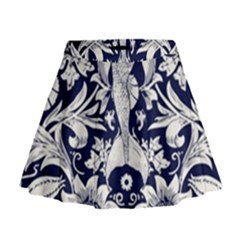 Deep Blue Flower Mini Flare Skirt by Brittlevirginclothing