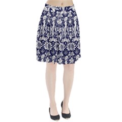 Deep Blue Flower Pleated Skirt