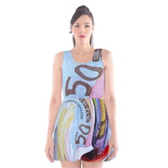 Abstract Currency Background Scoop Neck Skater Dress
