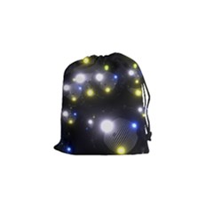 Abstract Dark Spheres Psy Trance Drawstring Pouches (small)  by Amaryn4rt