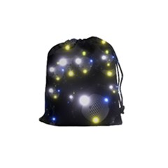 Abstract Dark Spheres Psy Trance Drawstring Pouches (medium)  by Amaryn4rt