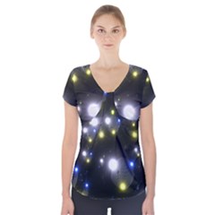 Abstract Dark Spheres Psy Trance Short Sleeve Front Detail Top