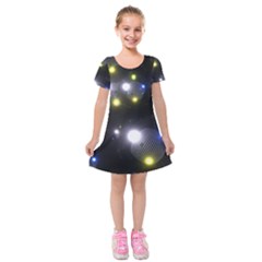 Abstract Dark Spheres Psy Trance Kids  Short Sleeve Velvet Dress by Amaryn4rt