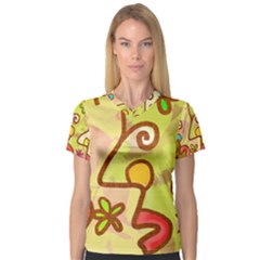 Abstract Faces Abstract Spiral Women s V-neck Sport Mesh Tee