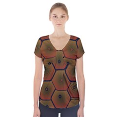 Art Psychedelic Pattern Short Sleeve Front Detail Top