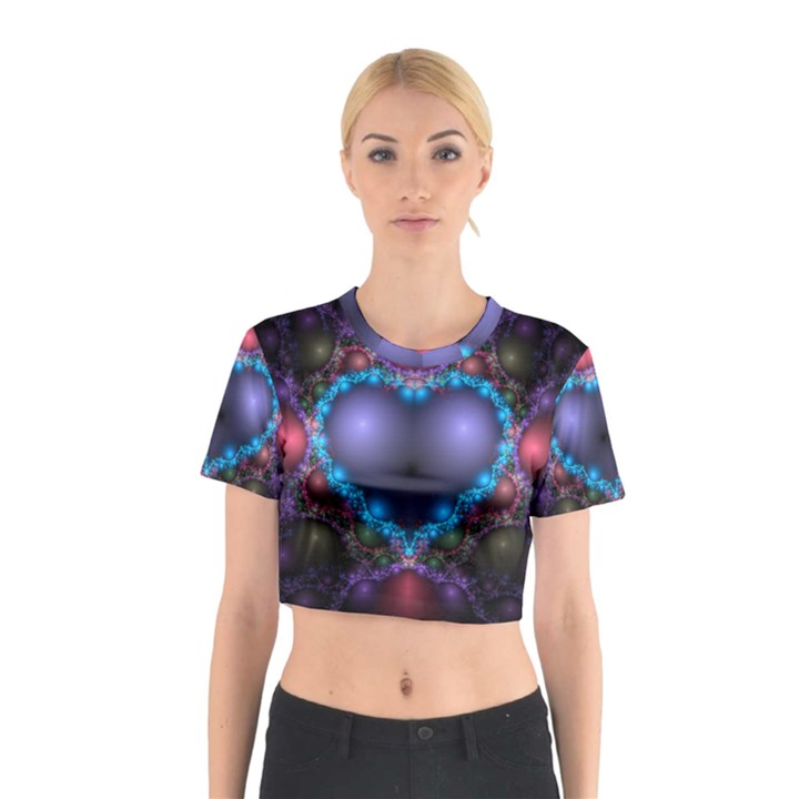 Blue Heart Cotton Crop Top