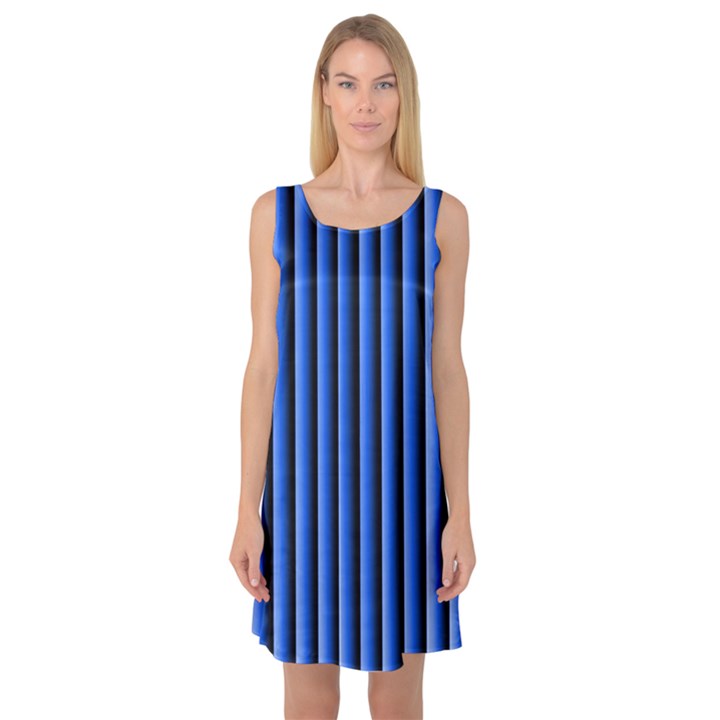 Blue Lines Background Sleeveless Satin Nightdress