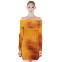 Blurred Glass Effect Long Sleeve Off Shoulder Dress
