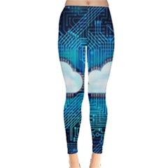 Circuit Computer Chip Cloud Security Leggings  by Amaryn4rt