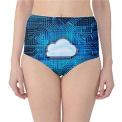 Circuit Computer Chip Cloud Security High-waist Bikini Bottoms by Amaryn4rt