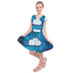 Circuit Computer Chip Cloud Security Kids  Short Sleeve Dress by Amaryn4rt