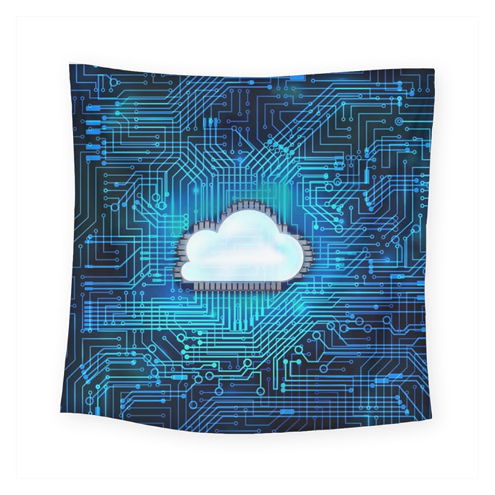 Circuit Computer Chip Cloud Security Square Tapestry (Small)