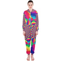 Colorful Psychedelic Art Background Hooded Jumpsuit (ladies) 