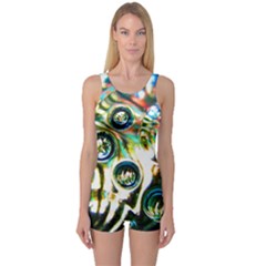 Dark Abstract Bubbles One Piece Boyleg Swimsuit by Amaryn4rt