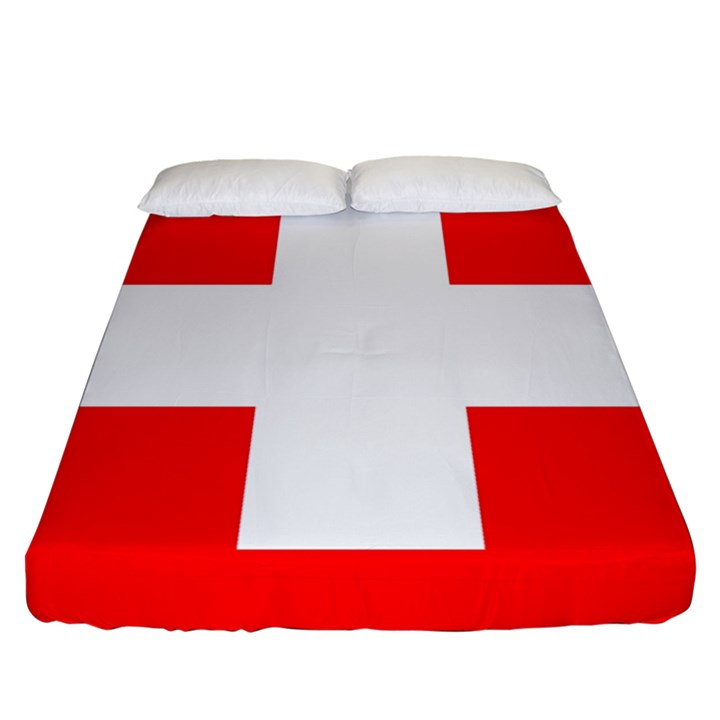 Flag Of Switzerland Fitted Sheet (Queen Size)