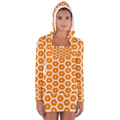 Golden Be Hive Pattern Women s Long Sleeve Hooded T-shirt by Amaryn4rt