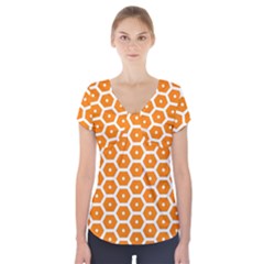 Golden Be Hive Pattern Short Sleeve Front Detail Top by Amaryn4rt