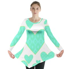 Green Heart Pattern Long Sleeve Tunic  by Amaryn4rt