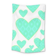 Green Heart Pattern Small Tapestry by Amaryn4rt