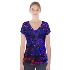 Grunge Abstract Short Sleeve Front Detail Top