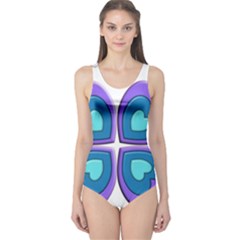 Light Blue Heart Images One Piece Swimsuit