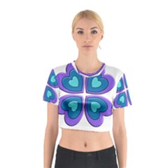 Light Blue Heart Images Cotton Crop Top by Amaryn4rt