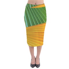 Pattern Colorful Palm Leaves Velvet Midi Pencil Skirt by Amaryn4rt