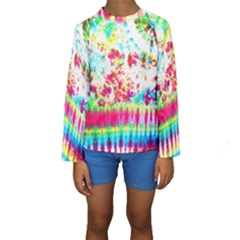 Pattern Decorated Schoolbus Tie Dye Kids  Long Sleeve Swimwear by Amaryn4rt