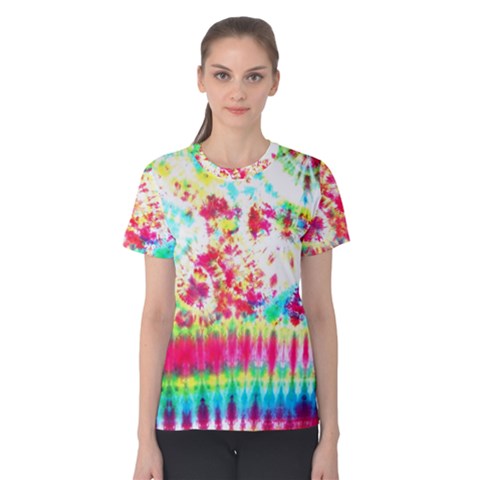 Pattern Decorated Schoolbus Tie Dye Women s Cotton Tee by Amaryn4rt