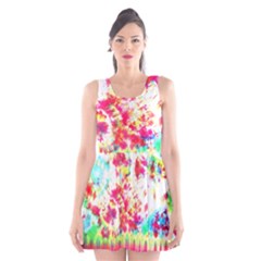 Pattern Decorated Schoolbus Tie Dye Scoop Neck Skater Dress