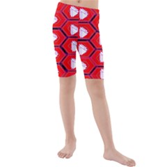 Red Bee Hive Kids  Mid Length Swim Shorts by Amaryn4rt