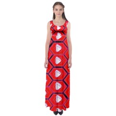 Red Bee Hive Empire Waist Maxi Dress by Amaryn4rt