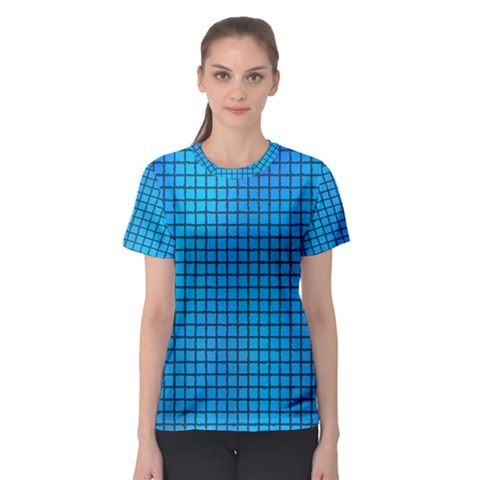 Seamless Blue Tiles Pattern Women s Sport Mesh Tee by Amaryn4rt
