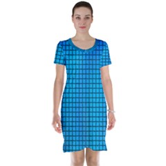 Seamless Blue Tiles Pattern Short Sleeve Nightdress by Amaryn4rt